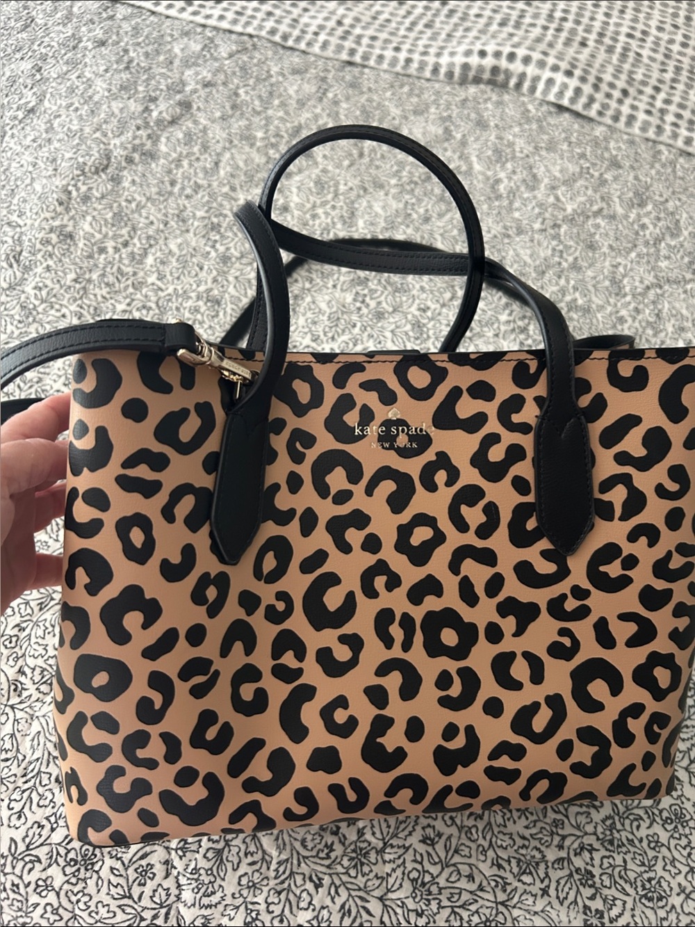 Kate Spade New York Harper satchel leopard-print  in tan and black